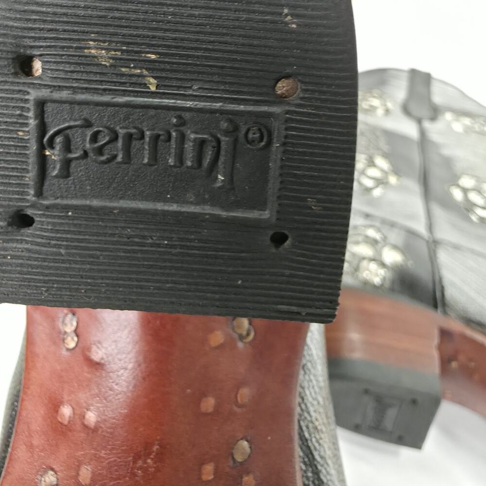 Ferrini Womens Cowboy Boots Size 9 B Black Leather Cross Rose Gothic Western - Picture 11 of 14